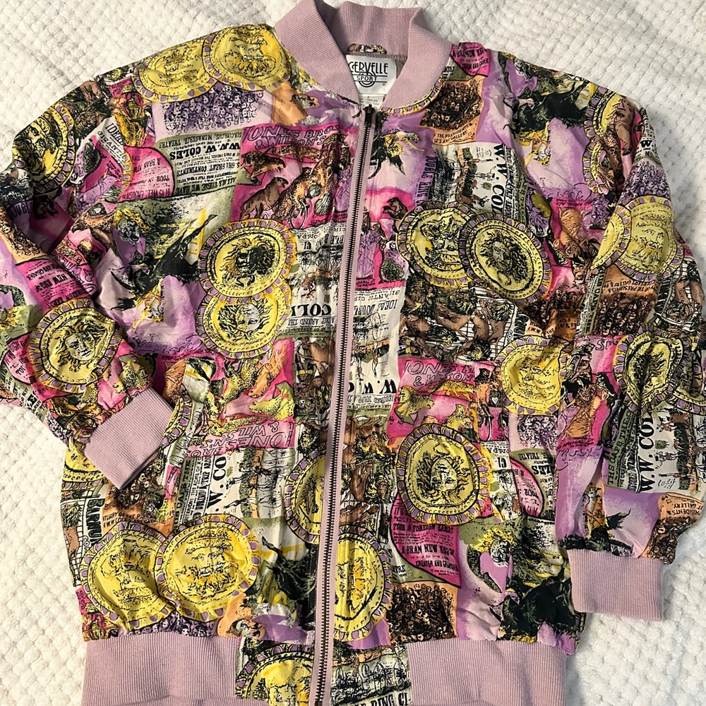 Cervelle Pink & Yellow Printed Bomber Jacket